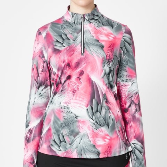 Sofibella Women's UV Feather 1/4 Zip - Phoenix Print -  Size Medium - NWT - Picture 3 of 11